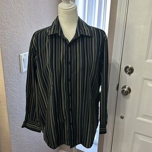 Alfani striped dress shirt grey and black